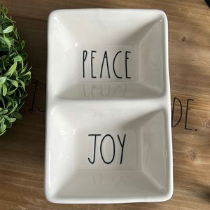 Rae Dunn PEACE JOY Split Dish NWOT